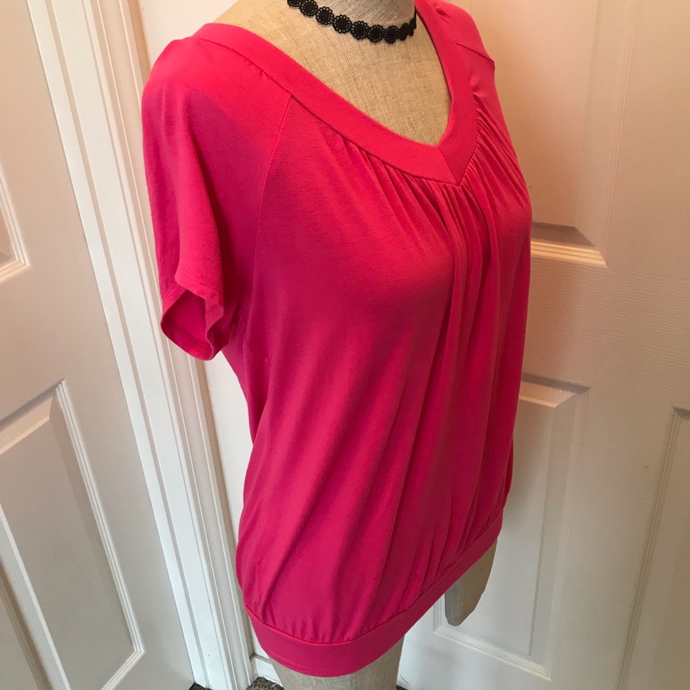 JM Collection v-neck smocked blouson top - Picture 3 of 11